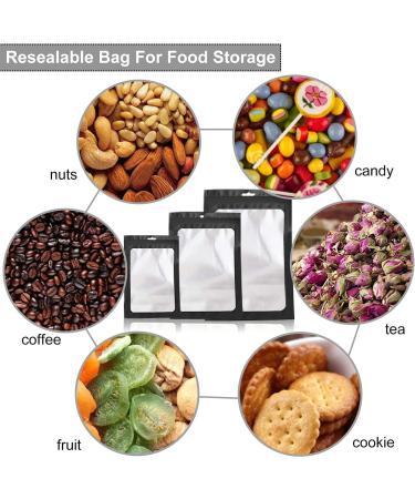 300 Pack Resealable Mylar Bags - Food Storage Smell Proof Bags with Front Window - Variety Sizes Pack for Snacks, Cookies, Jewelry - Black (3x4.7, 4x6, 4.7x7.9) - Buy Online on SooperMarket.com