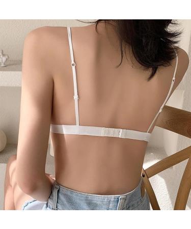 LoRier Women s Lace Bralette - Floral Adjustable Thin Strap V-Neck Wireless Triangle 75A White - International Shipping Available - Buy Online on SooperMarket.com