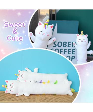 Kawaii Unicorn Plush Pillow - 60cm Long Stuffed Animal Gift for Christmas, Halloween, Birthday - White - Buy Online on SooperMarket.com