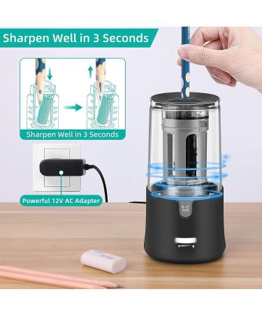 Electric Pencil Sharpener  Super Sharp Pencil Sharpener for Colored Pencils  Auto Stop  Fast Sharpen Pencil Sharpener Plug in for 6-12mm No.2/Colored/Sketch Pencils  Suit for School  Office (Black) - Buy Online on SooperMarket.com