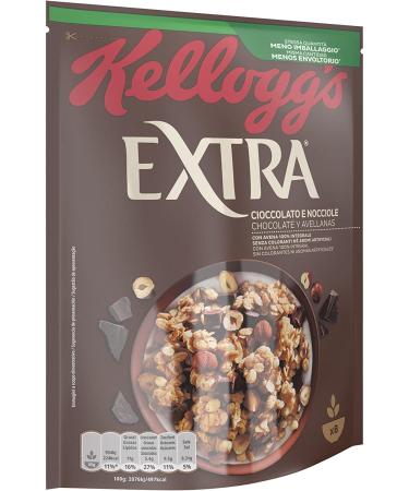 Kellogg's Extra Cioccolato e Nocciole Crispy Oatmeal with Chocolate and Hazelnuts 100% Whole Grain 375g Pack