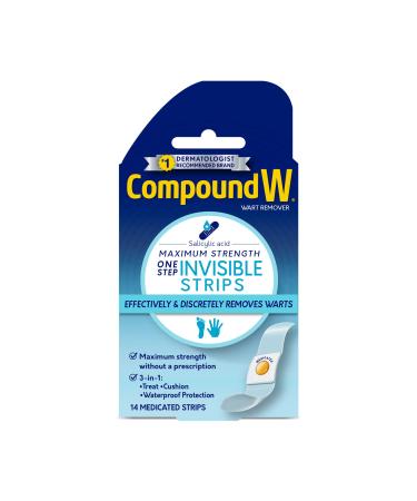 Compound W Maximum Strength One Step Invisible Wart Remover Strips, 14 Count (Pack of 1) - Packaging May Vary