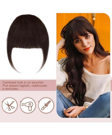 Silk-co One Piece Hair Bangs Fringe Hair Extensions Clip in Human Hair Extension #02 Dark Brown Straight Flat with Temple - Buy Online on SooperMarket.com