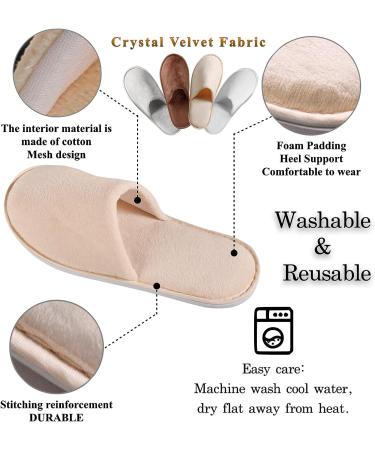 6 Pairs OSTADARRA Spa Slippers - Non Slip, Disposable & Washable - Unisex House Hotel Indoor Slippers in Beige and Gray - Perfect for Guest, Bathroom, Bedroom & Bride - Buy Online on SooperMarket.com