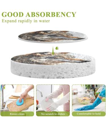 Kigai Sketch Wolf Scrubbing Sponge 3 Packs Reusable Dish Wash Scrub Sponge Clean Stubborn Oil Stains Anti-Scratch Cleaning Sponge for Kitchen Tableware - Buy Online on SooperMarket.com