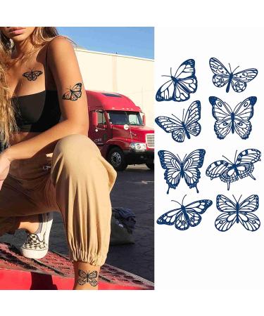 Long-lasting 4 Sheets Semi Permanent Butterfly Tattoos for Women - Temporary Body Art for Arm, Hand, and Shoulder - Buy Online on SooperMarket.com