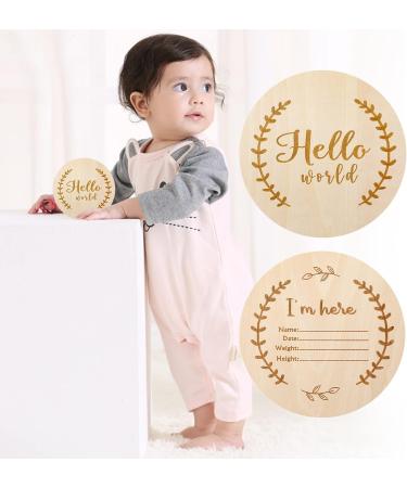 1Pcs Newborn Baby Announcement Sign Bulletin Board with Marker Round Wooden Baby Birth Sign Hello World Newborn Welcome Sign Photo Prop for Christmas Baby Shower Birthday Gift Keepsake - Buy Online on SooperMarket.com