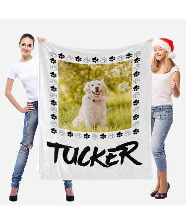 Custom Blanket for Pet with Photos Name Text Customized Blanket Personalized Soft Throw Blankets with Paw Print for Dog Cat 60 x 80 Inches 60 x 80 Inches Multi R30 - Buy Online on SooperMarket.com