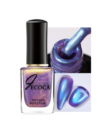 Purple Nail Varnish Chrome Nail Polish Glitter Aurora Gel Nail Varnish Quick Dry Soak Off Nail Art Manicure Pedicure For Professional Drying No UV Needed For Women Party 8ml