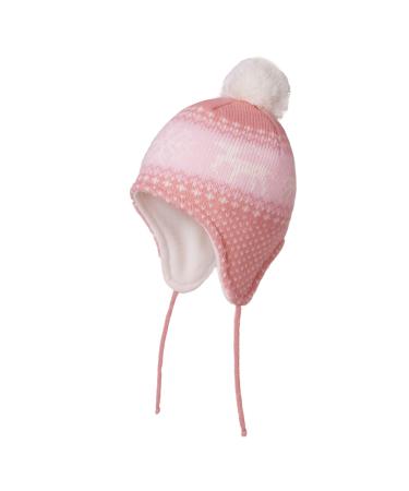 LANGZHEN Toddler Kids Infant Winter Hat Earflap Knit Warm Cap Fleece Lined Beanie for Baby Boys Girls 6-12 Months Deer-Pink