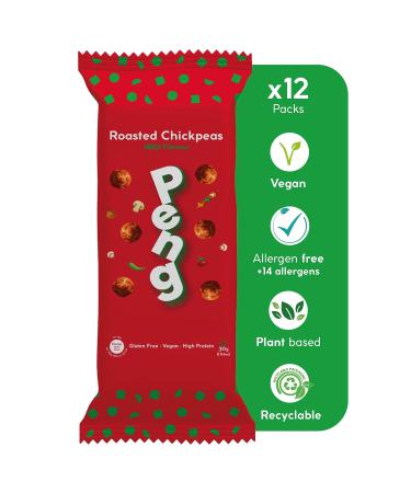 Peng Roasted Chickpeas Snack (12 x 30g) - Healthy High Protein Plant-Based Double Roasted Chickpeas Snack (BBQ)