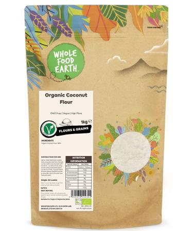 Wholefood Earth Organic Coconut Flour 1 kg | GMO Free | Vegan | High Fibre | Certified Organic 1kg