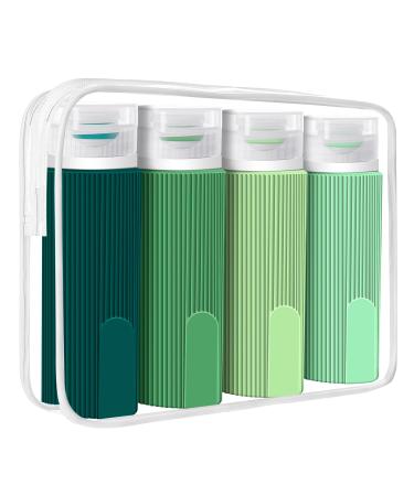 Travel Bottles for Toiletries 3.4 oz Travel Bottles TSA Approved BPA Free Leak Proof Silicone Travel Toiletry Bottles Portable Travel Essentials for Shampoo Conditioner Lotion (4 Pack)
