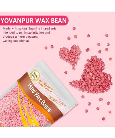 Yovanpur Hard Wax Beads for Hair Removal - 300g (10 Oz) - Ideal for Brazilian Waxing - Gentle on Sensitive Skin - Includes 10 Wax Sticks - Rose Pink - Buy Online on SooperMarket.com