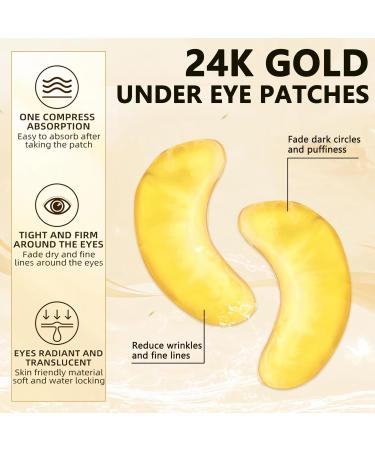 24K Gold Under Eye Patches (30 Pairs) - Collagen Gel Mask for Dark Circles Puffiness and Wrinkles - Nourishing Gift for Men & Women - Buy Online on SooperMarket.com