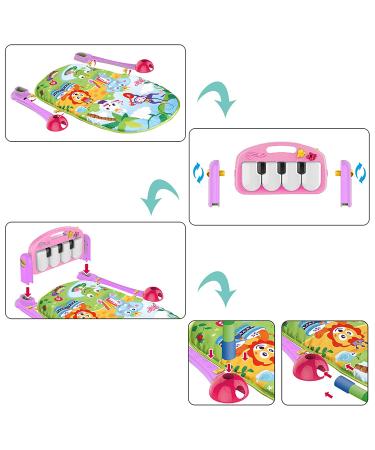 Hoopeum Baby Play Mat Toys for 0-3-6-12 Months Activity Jungle Gym Playmat Tummy Time Mat with Piano Newborn Infant Baby Boys Girls Musical Floor Play Kick & Play Mat for Christmas Toys Gift1 Pink - Buy Online on SooperMarket.com