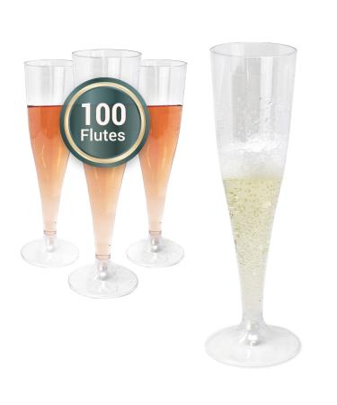 Reli. (100 Bulk Pack Plastic Champagne Flutes 4.5 Oz, Clear | Plastic Champagne Glasses/Flutes | Disposable, BPA-Free,Shatterproof Cups| Perfect for Mimosa/Cocktail, Wedding/Party Toasting, Champagne