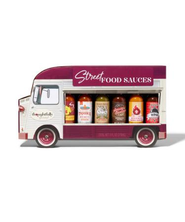 Thoughtfully Gourmet Street Food Sauces Hot Sauce and BBQ Gift Set Flavours: Diablo Wings Sauce Louisiana and More Vegan and Vegetarian Set of 6