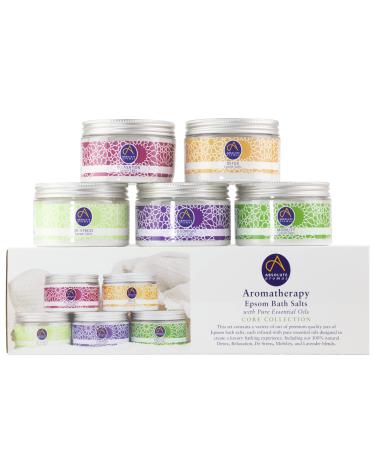 Absolute aromas epsom bathing salt bundle gift set 5 x 300g of destroy detox lavender mobility and relaxation - magnesium sulfate with 100% pure essential oils