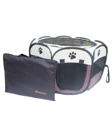 Gommle Portable Pet Playpen for Small Cat Dog Puppy Rabbit,Cat Kitten Playpen Indoor Outdoor with Carrying Case,Waterproof Bottom and Removable Zipper Top S(28.7" x 28.7" x 16") Brown