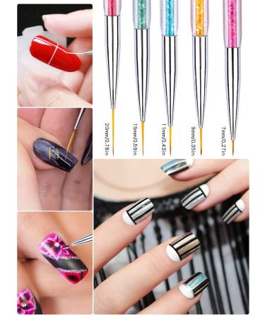 5 Pieces Nail Art Liner Brush & Dotting Pen Set - Ebanku Acrylic Nail Art Tools for Perfect Nail Design - Buy Online on SooperMarket.com