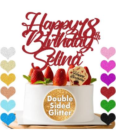 Personalised Cake Topper Happy Birthday Cake Topper Custom Cake Toppers Cake Decorations Cake Topper with Any Name Age for 1st 10th 16th 18th 20th 21st 30th 40th 50th 60th 70th 80th (Red) - Buy Online on SooperMarket.com