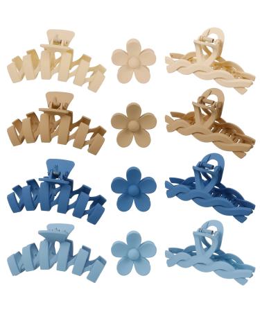 XINRUI 12 Pcs 4.4 Inch Large Claw Clips Variety Pack Large Hair Clips for Women Banana Clips Hair Matte Jaw Clip 90's French Design Barrettes Clip Accessories for Women Girls