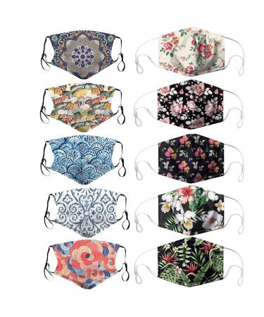 US Stock 10 Packs Tie Dye Cute Design Women Girls Face _Mask_Protect_Cover Washable Reusable With Nose Wire Filter Pocket