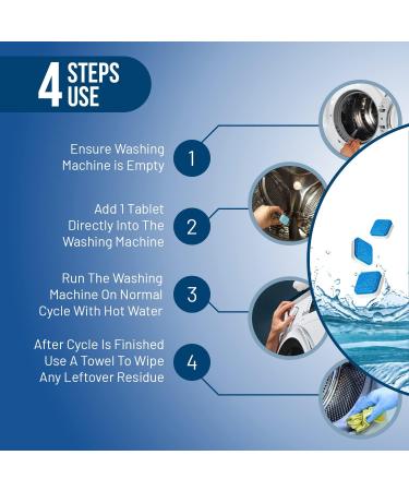 Washing Machine Cleaner Descaler Tablets - Eco-Friendly Deep Cleaning (24 Tablets 1 Year Supply) for HE Front & Top Loaders - Odor & Grime Eliminator - Buy Online on SooperMarket.com
