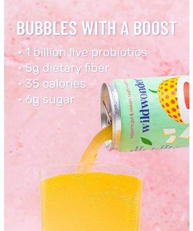 Wildwonder Sparkling Probiotic Juice Drink 12pk - Gut Health, Immunity & Digestion Support - 5g Fiber, Live Probiotics - Caffeine Free, Organic, Vegan - Low Sugar & Calorie - 12oz Can Variety Pack - Buy Online on SooperMarket.com