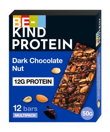 Child protein bar gluten-free snack bar dark chocolate groove high fiber protein source without artificial color aroma or preservatives 12 x 50g Dark chocolate 12 pieces (1 Pack)