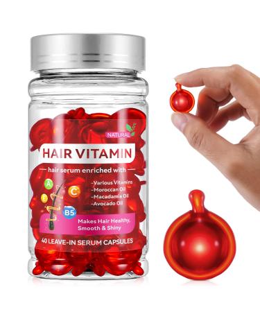 Hair Vitamin Serum Capsule Hair Treatment Serum Enriched with Moroccan Macadamia Avocado Oils Vitamins A C E Pro B5 No Rinse Conditioner for Women & Men