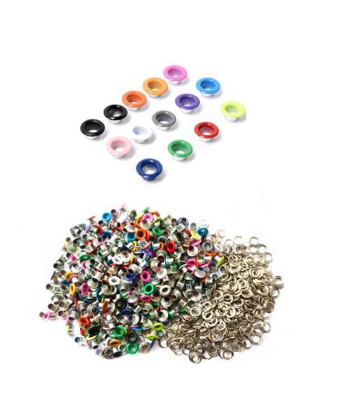 Honkoolly 420 Set 3mm Metal Eyelets Mixed Colors Round Eyelet Grommets for Scrapbooking Card Making Leather Craft Shoes Clothes Paper Craf,30 Set/Colors,14 Colors