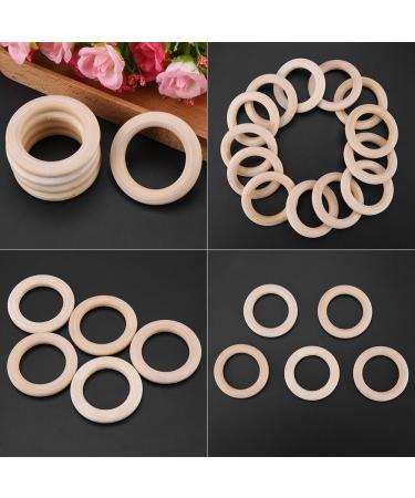 50 Unfinished Natural Wood Rings - 50mm DIY Craft Accessories for Jewelry Bracelets & Garlands - Buy Online on SooperMarket.com