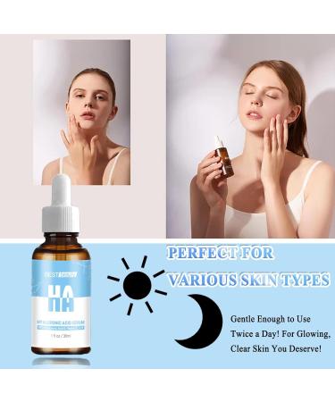 Hyaluronic Acid Serum for Face 95% Hyaluronic Acid & Vitamin C+E - Anti Wrinkle + Anti Aging Hydrochloric Acid Face Serum - Antiaging Hydrating Serums Skincare Dark Spot Remover for Face - Buy Online on SooperMarket.com