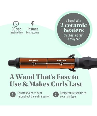 MINT 1 1/4 Inch Professional Curling Wand for Long Hair | Ionic Ceramic Barrel | Adjustable 230-430 F | Best Curling Iron for Thick Hair | Worldwide Dual Voltage - Buy Online on SooperMarket.com