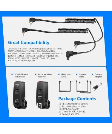Neewer FC-16 Wireless Flash Trigger with Remote Shutter for Canon Rebel & EOS Cameras - Buy Online on SooperMarket.com