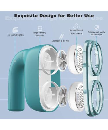 Rechargeable Fabric Shaver & Lint Remover - Electric Fuzz Remover with 2 Blades & 180 Sheets Hair Roller (Green) - Perfect for Sweaters & Fuzz - Buy Online on SooperMarket.com