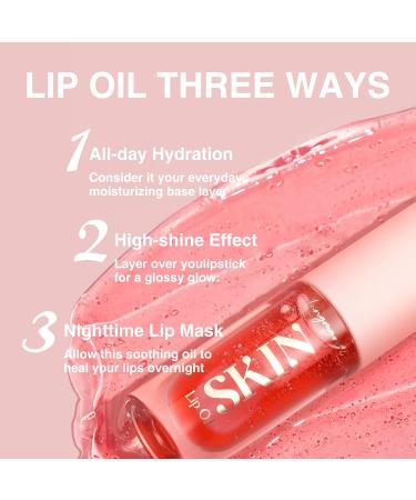 2Pack Hydrating Lip Glow Oil - Plumping Lip Tint, Glossy Balm Set - Strawberry + Cherry - Buy Online on SooperMarket.com