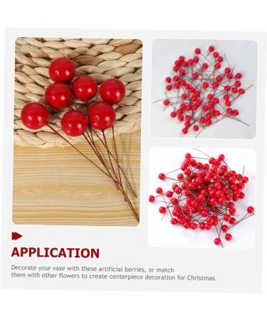 HOMSFOU 600 Pcs Artificial Berries Holly Berries Branch Artificial Red Berry Stem Artificial Holly Berries Round Ball Christmas Decor Christmas Tree Decorations Wreath Foam Cherry - Buy Online on SooperMarket.com