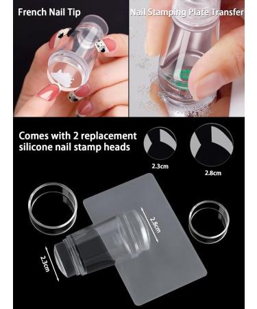 Shop French Tip Nail Stamp Kit | Nail Art Brush & Guide Stickers for Perfect Nail Designs | International Shipping Available - Buy Online on SooperMarket.com
