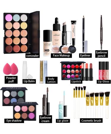 FantasyDay All-in-one Holiday Makeup Gift Set | Makeup Kit for Women Full Kit Cosmetic Essential Starter Bundle Include Eyeshadow Palette Lipstick Blush Foundation Concealer Face Powder Lipgloss Brush - Buy Online on SooperMarket.com