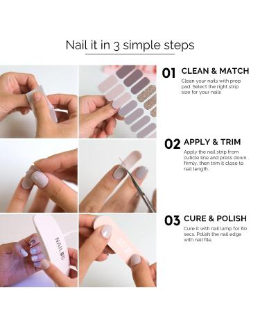 Nailog Semi Cured Gel Nail Strips - 34 Pcs Gel Nail Stickers | Buy 2 Get 1 UV Lamp | Long Lasting & Glossy Finish | Gradient Color Constellation - Buy Online on SooperMarket.com