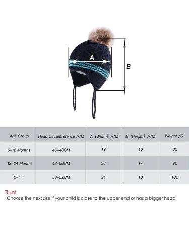 LANGZHEN Toddler Winter Hat Earflap Knit Cap Fleece Lined Beanie for Baby Boys Girls 6-12 Months - Navy-Pompon - Buy Online on SooperMarket.com