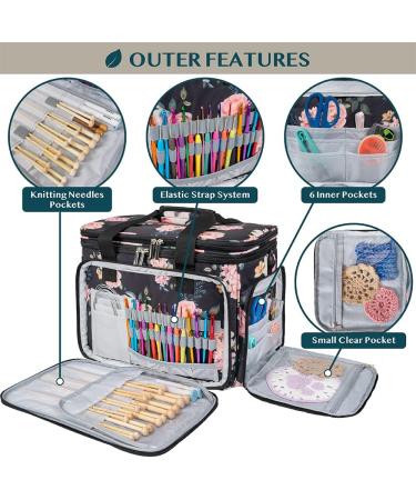 Pavilia Knitting Bag Yarn Storage Tote - Crochet Organizer with Dividers for Knitting Accessories, Yarn, Needles, Hooks - Soft Rose - Buy Online on SooperMarket.com