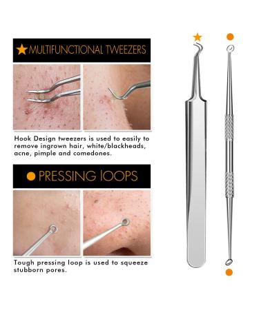 Blackhead Remover Kit - 7-Piece Pimple Extractor Tool Set for Facial Acne Treatment - Blemish Whitehead Popping Zit Removal - Metal Case Included - Buy Online on SooperMarket.com