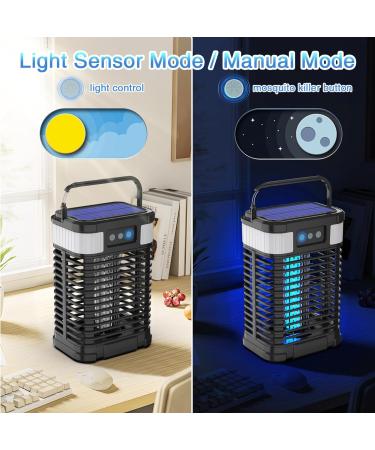 Buy Solar Insect Killer with Light Sensor | USB Rechargeable Mosquito Lamp | Waterproof Fly Destroyer - 4200V Non-Toxic UV Trap for Indoor & Outdoor Use - Buy Online on SooperMarket.com