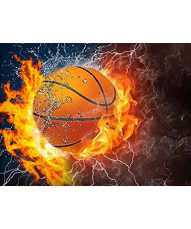 Diymood DIY 5D Diamond Painting Kits Basketball for Adults  Paint with Diamond Arts Flame Full Drill Round Canvas Crafts Crystal Embroidery Mosaic Picture Beginner Home Wall Decor Gift 12x16 inch