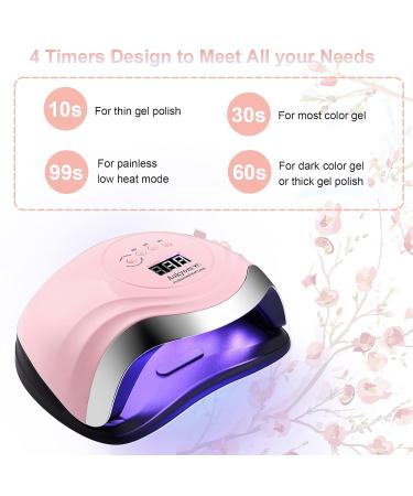 168W Aokyom UV LED Nail Dryer Lamp - Smart Sensor LCD Timer & Versatile for All Gel Nail Polish - Silver Pink - Buy Online on SooperMarket.com