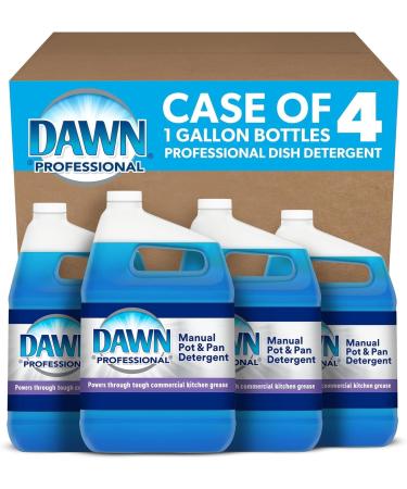 Dawn Professional Dishwashing Liquid Soap Detergent, Bulk Degreaser Removes Greasy Foods from Pots, Pans and Dishes in Commercial Restaurant Kitchens, Regular Scent, 1 Gallon (Pack of 4)